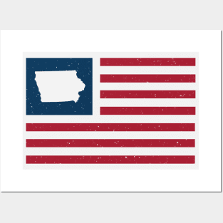 Vintage Iowa USA Flag // Retro American Flag Stars and Stripes Posters and Art